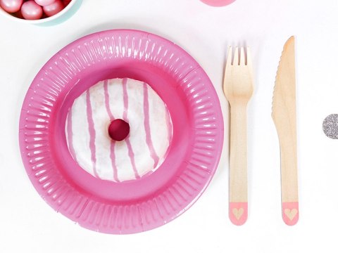 Sztućce drewniane, różowe, 16cm, 18 szt., 6 kompletów. Partydeco Sztućce drewniane, różowe, 16cm, 18 szt., 6 kompletów. Partydeco