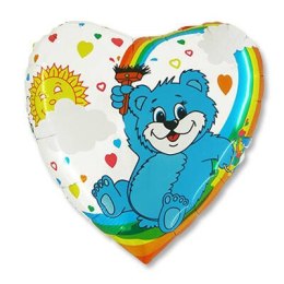 Balon Foliowy Miś tęcza, Serce, 46 cm, Grabo Grabo