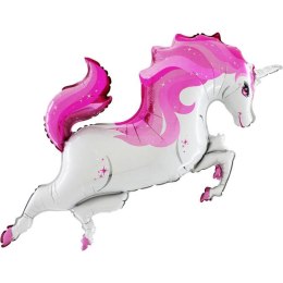 Balon Foliowy Unicorn, Jednorożec - 120 cm, Różowy Grabo
