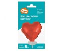 Balon Foliowy Serce na Patyczku 8 cm, Czerwony, Walentynki Godan
