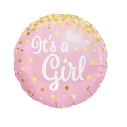 Balon foliowy okrągły It's a girl 46 cm PartyPal
