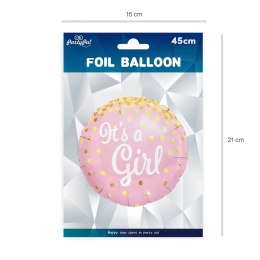 Balon foliowy okrągły It's a girl 46 cm PartyPal
