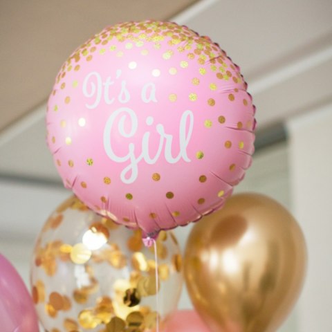 Balon foliowy okrągły It's a girl 46 cm PartyPal Balon foliowy okrągły It's a girl 46 cm PartyPal