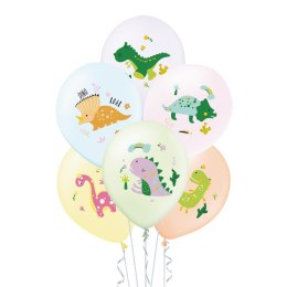 Balony Dinozaury, pastelowe Dino 30cm, 6 szt. PartyPal