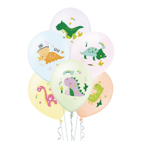 Balony Dinozaury, pastelowe Dino 30cm, 6 szt. PartyPal Balony Dinozaury, pastelowe Dino 30cm, 6 szt. PartyPal