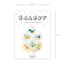 Balony Dinozaury, pastelowe Dino 30cm, 6 szt. PartyPal