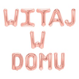 Napis WITAJ W DOMU - Balon Foliowy Rose Gold PartyPal