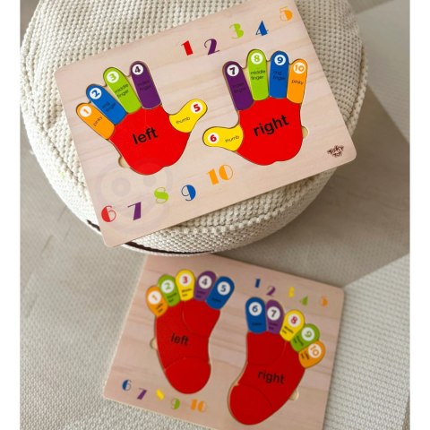 TOOKY TOY Edukacyjna Drewniana Układanka Dłonie i Stopy Nauka Liczenia i Kolorów TOOKY TOY Edukacyjna Drewniana Układanka Dłonie i Stopy Nauka Liczenia i Kolorów