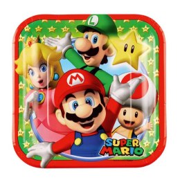Talerzyki papierowe Super Mario, 18 cm, 8 szt. Amscan / Anagram