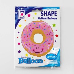 Balon Foliowy - Kolorowy pączek uśmiechnięty donut 76cm, Grabo Grabo
