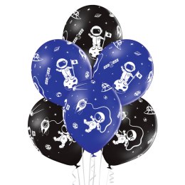 Balony lateksowe Happy Birthday Kosmos astronauta 30 cm, 6 szt Belbal