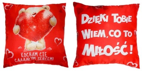 Poduszka dwustronna 35 x 35 cm - Dzięki Tobie wiem co to miłość! M4 Poduszka dwustronna 35 x 35 cm - Dzięki Tobie wiem co to miłość! M4