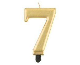 Świeczka cyferka 7, metalik złota, 8 cm Godan