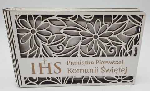 Banknotówka na pieniądze 10 x 15,5cm ażur biała KOMUNIA ŚW IHS Banknotówka na pieniądze 10 x 15,5cm ażur biała KOMUNIA ŚW IHS