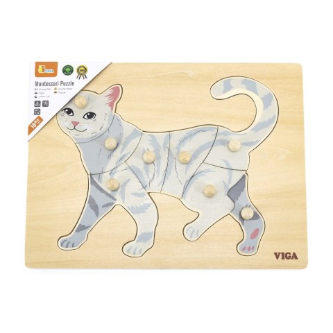 VIGA Drewniane Puzzle Montessori Kot z Pinezkami VIGA Drewniane Puzzle Montessori Kot z Pinezkami