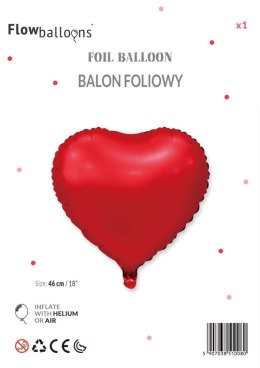 Balon Foliowy Czerwone Matowe Serce 46 cm Flowballoons