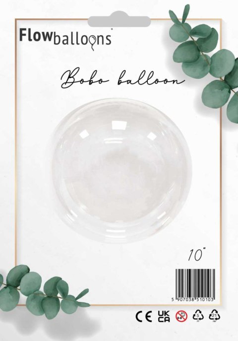 Balon Przezroczysty, Bobo 10 cali - 25 cm Flowballoons Balon Przezroczysty, Bobo 10 cali - 25 cm Flowballoons
