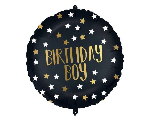 Balon foliowy Bithday Boy, czarno złoty, 46 cm Godan Balon foliowy Bithday Boy, czarno złoty, 46 cm Godan