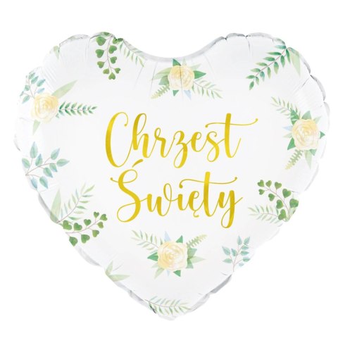 Balon foliowy Chrzest święty, biało zielony 45 cm PartyPal Balon foliowy Chrzest święty, biało zielony 45 cm PartyPal