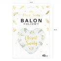 Balon foliowy Chrzest święty, biało zielony 45 cm PartyPal
