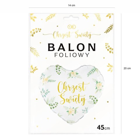 Balon foliowy Chrzest święty, biało zielony 45 cm PartyPal Balon foliowy Chrzest święty, biało zielony 45 cm PartyPal