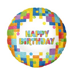 Balon foliowy Happy Birthday Klocki 45cm PartyPal