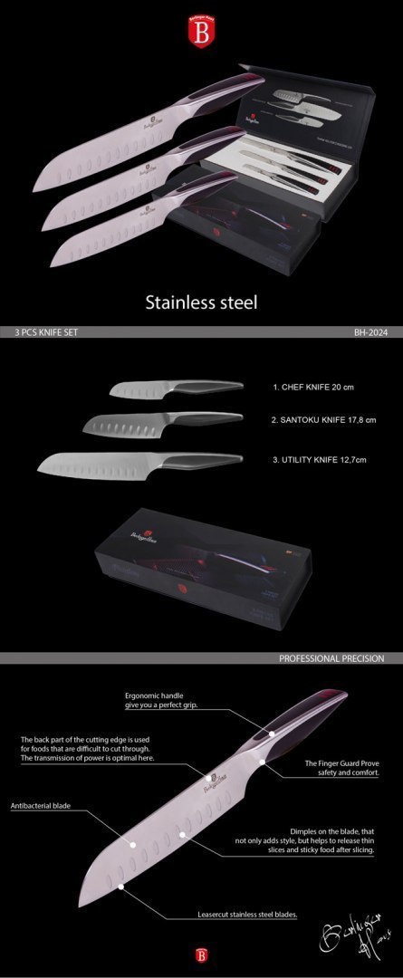 ZESTAW 3 NOŻY SANTOKU BERLINGER HAUS PHANTOM BH-2024 ZESTAW 3 NOŻY SANTOKU BERLINGER HAUS PHANTOM BH-2024