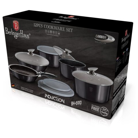 ZESTAW GARNKÓW Z POWŁ. GRANITOWĄ 12 EL. CLICK & COOK BERLINGER HAUS Carbon Pro BH-6910 ZESTAW GARNKÓW Z POWŁ. GRANITOWĄ 12 EL. CLICK & COOK BERLINGER HAUS Carbon Pro BH-6910