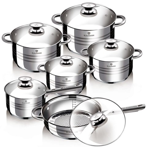ZESTAW GARNKÓW ZE STALI NIERDZ. 12 EL. BLAUMANN GOURMET LINE BL-1031 ZESTAW GARNKÓW ZE STALI NIERDZ. 12 EL. BLAUMANN GOURMET LINE BL-1031