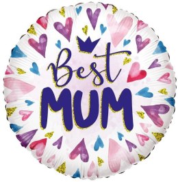 Balon foliowy Best Mum okrągły, 46cm Kaleidoscope