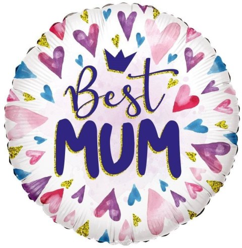 Balon foliowy Best Mum okrągły, 46cm Kaleidoscope Balon foliowy Best Mum okrągły, 46cm Kaleidoscope