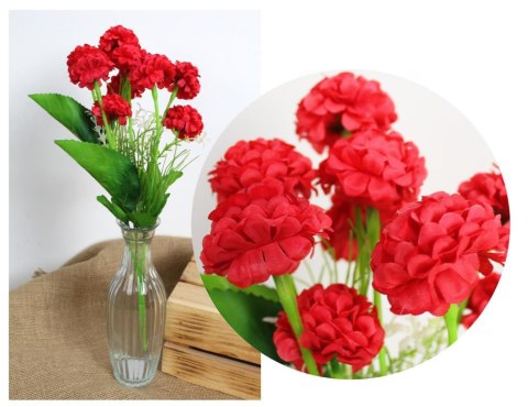 Bukiet 2szt GOŹDZIK wys. 38 cm 6 łodyg (9 kwiatów 4,5 cm) CZERWONY KMD-2410C Bukiet 2szt GOŹDZIK wys. 38 cm 6 łodyg (9 kwiatów 4,5 cm) CZERWONY KMD-2410C
