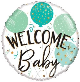 EKO Balon Foliowy Welcome baby, okrągły 46 cm Kaleidoscope