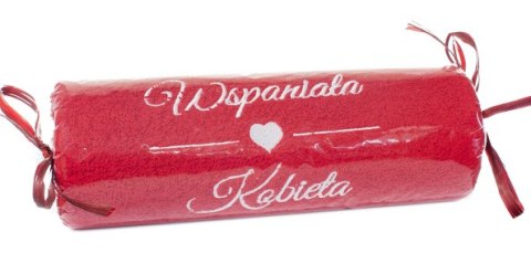 Ręcznik czerwony cukierek z haftem "Wspaniała Kobieta" Ręcznik czerwony cukierek z haftem "Wspaniała Kobieta"