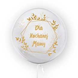 Balon przezroczysty z nadrukiem Dla kochanej mamy, złoty 45cm Tuban
