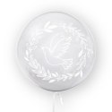 Balon przezroczysty z nadrukiem Gołąbek, biały 45cm Tuban