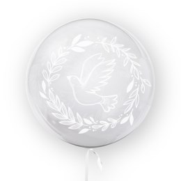 Balon przezroczysty z nadrukiem Gołąbek, biały 45cm Tuban