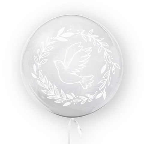Balon przezroczysty z nadrukiem Gołąbek, biały 45cm Tuban Balon przezroczysty z nadrukiem Gołąbek, biały 45cm Tuban