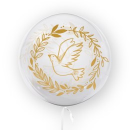 Balon przezroczysty z nadrukiem Gołąbek, złoty 45cm Tuban