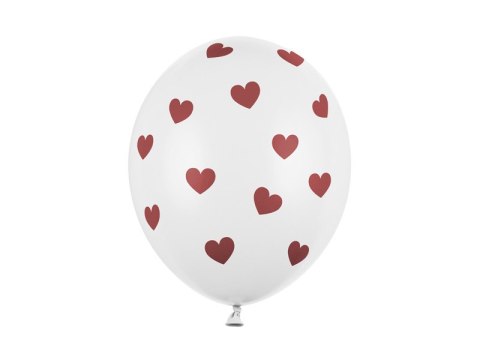 Balony Białe w czerwone Serduszka 30cm, 50 szt. Partydeco Balony Białe w czerwone Serduszka 30cm, 50 szt. Partydeco