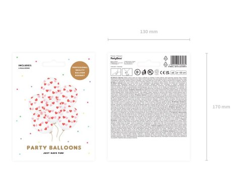 Balony Przezroczyste w czerwone Serduszka 30cm, 50 szt. Partydeco Balony Przezroczyste w czerwone Serduszka 30cm, 50 szt. Partydeco