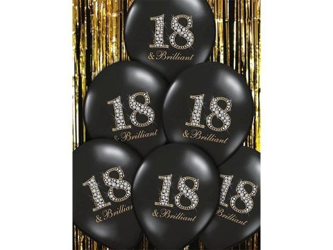 Balony Strong, urodzinowe 18 & Brilliant, Czarne 30cm, 50 szt. Partydeco Balony Strong, urodzinowe 18 & Brilliant, Czarne 30cm, 50 szt. Partydeco