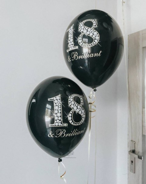 Balony Strong, urodzinowe 18 & Brilliant, Czarne 30cm, 50 szt. Partydeco Balony Strong, urodzinowe 18 & Brilliant, Czarne 30cm, 50 szt. Partydeco