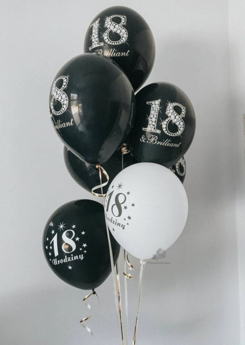 Balony Strong, urodzinowe 18 & Brilliant, Czarne 30cm, 50 szt. Partydeco Balony Strong, urodzinowe 18 & Brilliant, Czarne 30cm, 50 szt. Partydeco