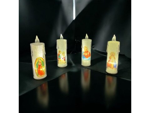 Świeczka led / wkład do zniczy 12cm - mix wzorów 690107 Świeczka led / wkład do zniczy 12cm - mix wzorów 690107