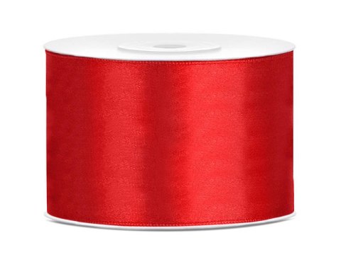 Tasiemka satynowa, wstążka czerwona 50mm/25m Partydeco Tasiemka satynowa, wstążka czerwona 50mm/25m Partydeco