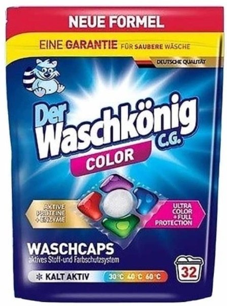 WASCHKONIG Kapsułki do prania żelowo-proszkowe 5-komorowe color 32sztx19g 608g WASCHKONIG Kapsułki do prania żelowo-proszkowe 5-komorowe color 32sztx19g 608g