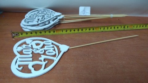 Serce na piku 6szt ŚLUB Młoda Para 8cm Serce na piku 6szt ŚLUB Młoda Para 8cm