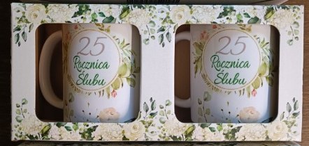 Komplet 2 kubków w ozdobnym kartoniku " 25 Rocznica Ślubu " Komplet 2 kubków w ozdobnym kartoniku " 25 Rocznica Ślubu "