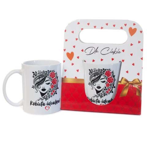 Kubek ceramiczny w ozdobnym opakowaniu z napisem "Kobieta idealna" Kubek ceramiczny w ozdobnym opakowaniu z napisem "Kobieta idealna"